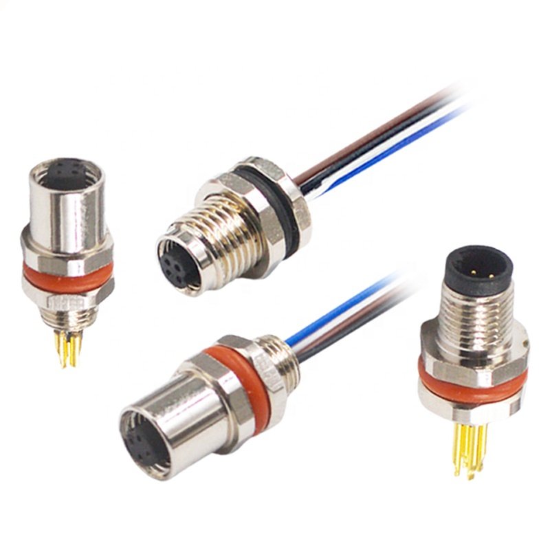 Ip67 Waterproof 4 Pin Male Female Socket M5 M8 M12 front panel mount plug waterproof connectors