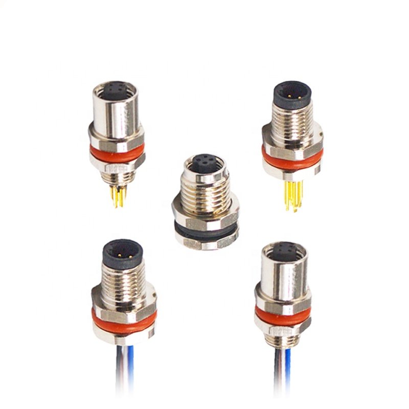 Ip67 Waterproof 4 Pin Male Female Socket M5 M8 M12 front panel mount plug waterproof connectors