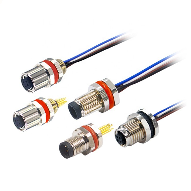 Ip67 Waterproof 4 Pin Male Female Socket M5 M8 M12 front panel mount plug waterproof connectors
