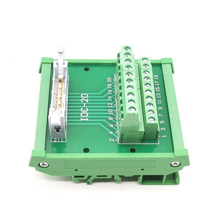 IDC 20 Pin IDC20P Male Terminal Block Breakout Board PLC Relay Terminals Adapter Connector For C45 Din Rail w/Base Holder