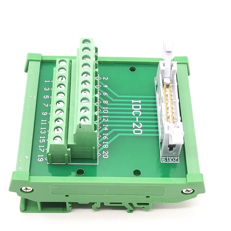 IDC 20 Pin IDC20P Male Terminal Block Breakout Board PLC Relay Terminals Adapter Connector For C45 Din Rail w/Base Holder