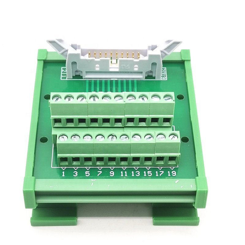 IDC 20 Pin IDC20P Male Terminal Block Breakout Board PLC Relay Terminals Adapter Connector For C45 Din Rail w/Base Holder