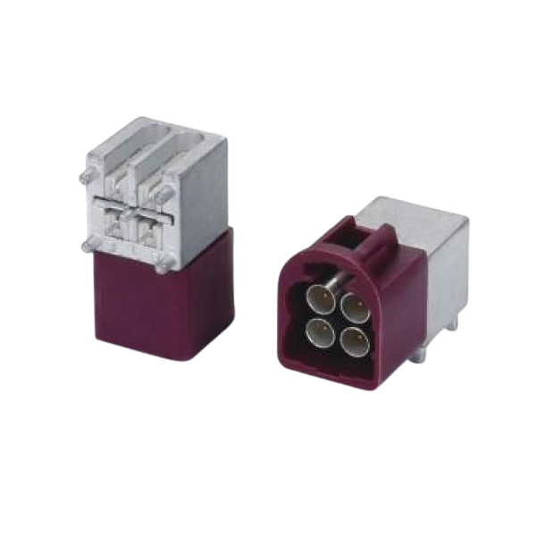 Automotive Male Female HFM Fakra-Mini 4P Quad Code A Right Angle Mini Fakra Connector for PCB SMD
