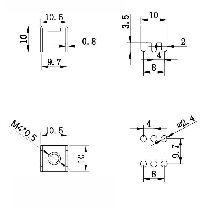 PCB4M4 welding terminal circuit board terminal base plate fixed base 6P metal pin hardware connector