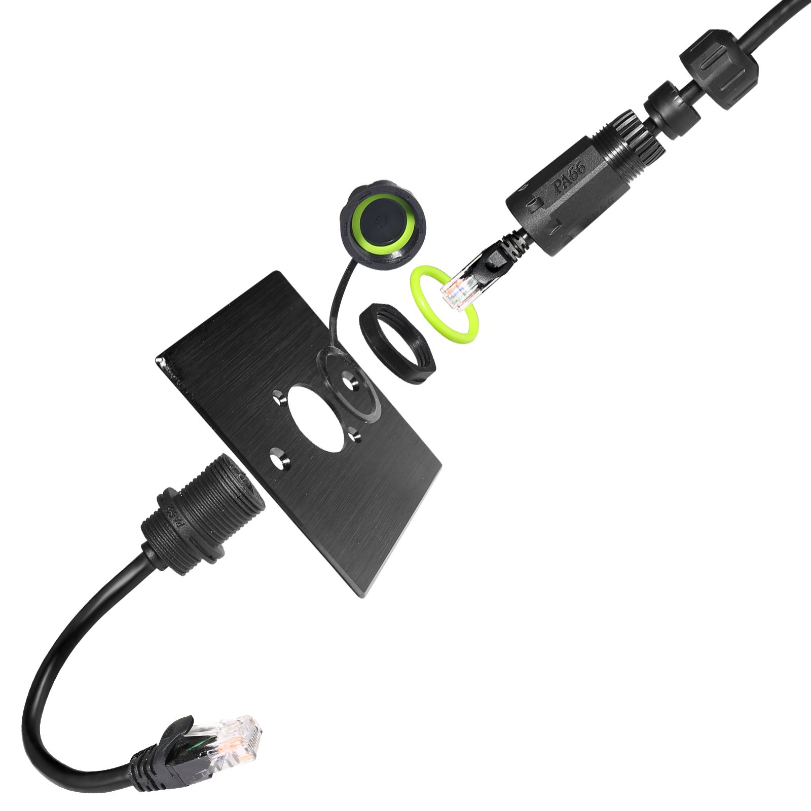 YXY Rj45 Ethernet Panel Mount Cable connector Waterproof Rj45 STP Cable Connector