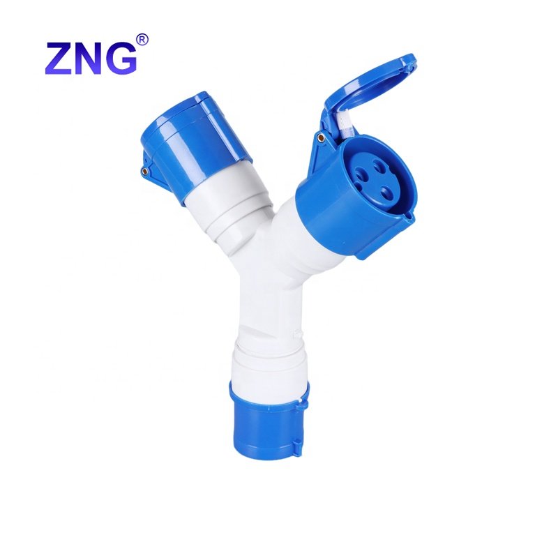 ZNG-2022 Two Way Industrial Extension Socket Y Connector 3 Pin 220V 32A Multi-functional Industrial Socket