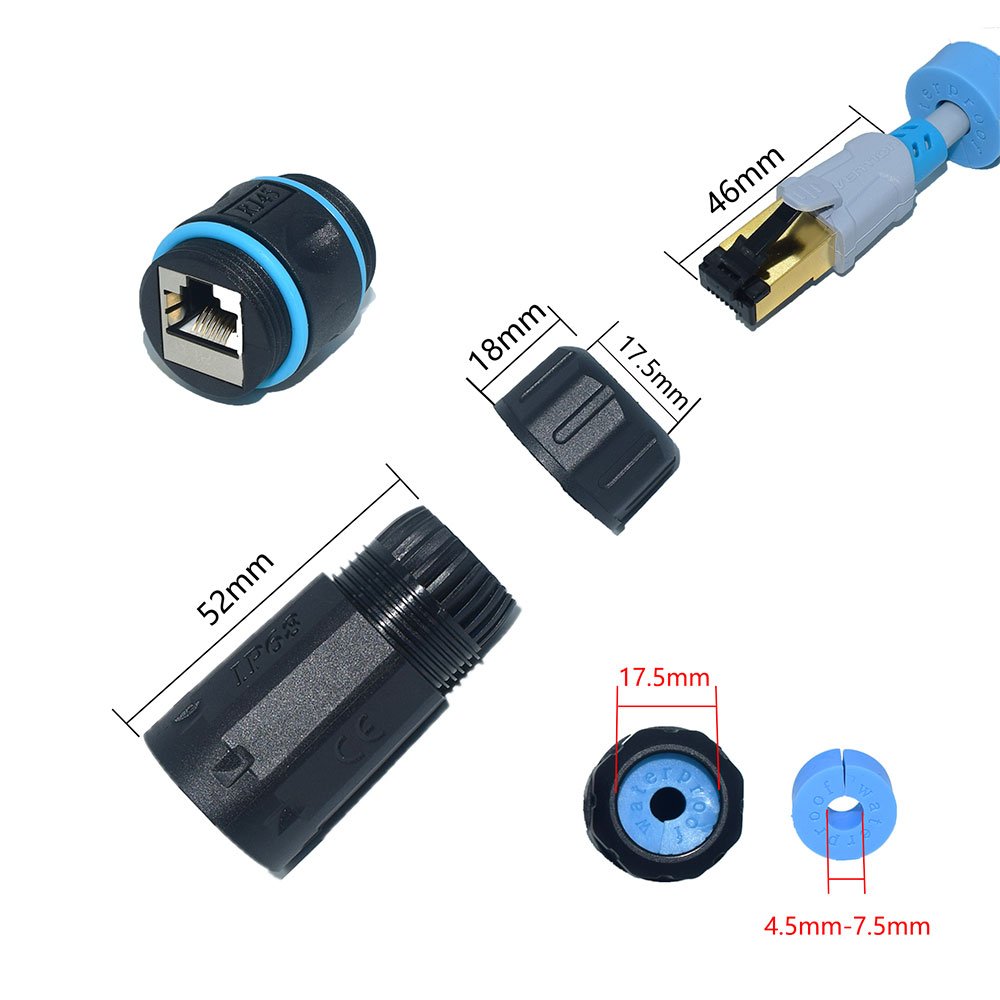 IP68 Waterproof RJ45 Ethernet LAN Connector Dual RJ45 Female CAT6 STP Shield Outdoor Waterproof Connector
