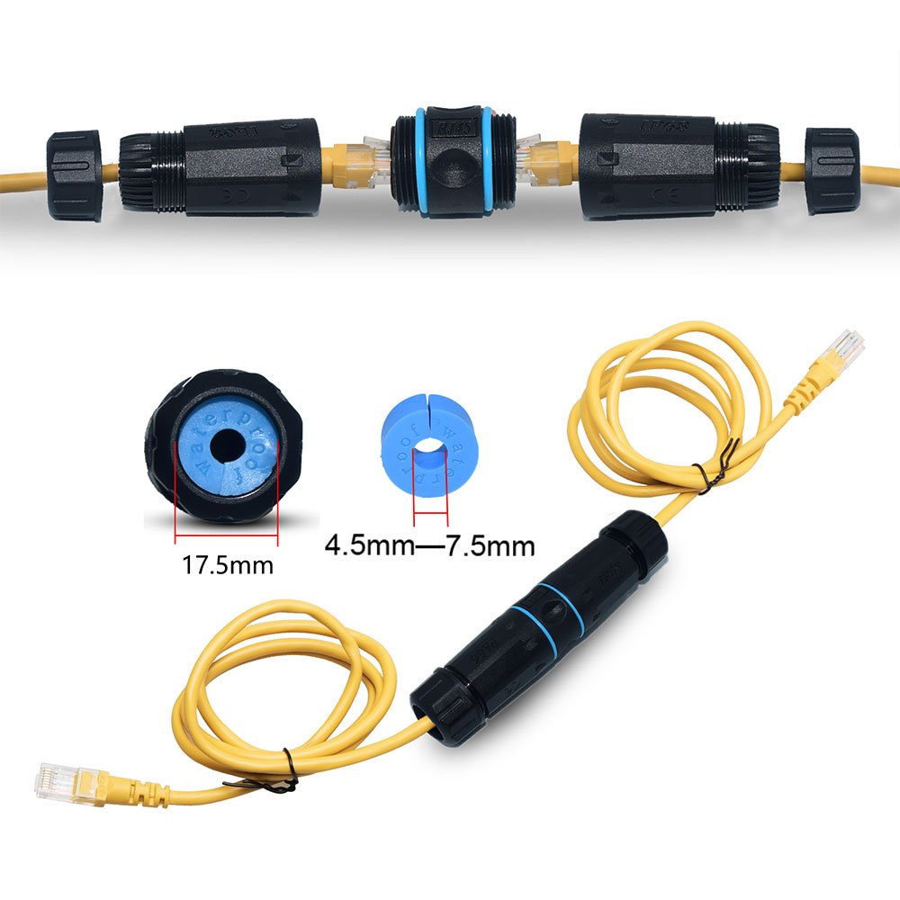 IP68 Waterproof RJ45 Ethernet LAN Connector Dual RJ45 Female CAT6 STP Shield Outdoor Waterproof Connector