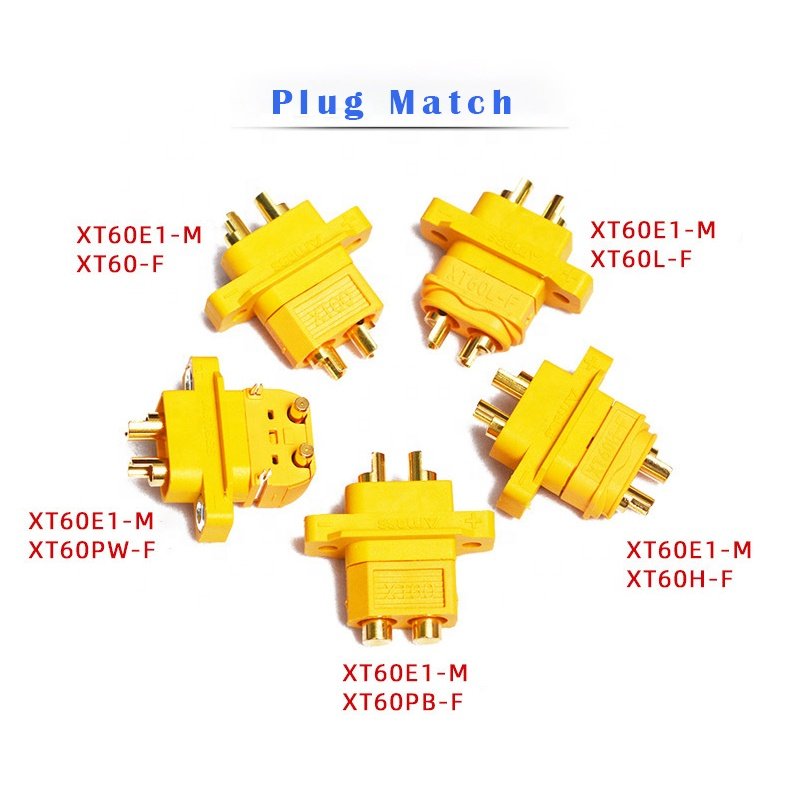 Amass XT60e1-M F XT60e-F XT60 E-F XT60em Male And Female Through Panel XT60 Mountable Screw Mount Pair Housing Connector