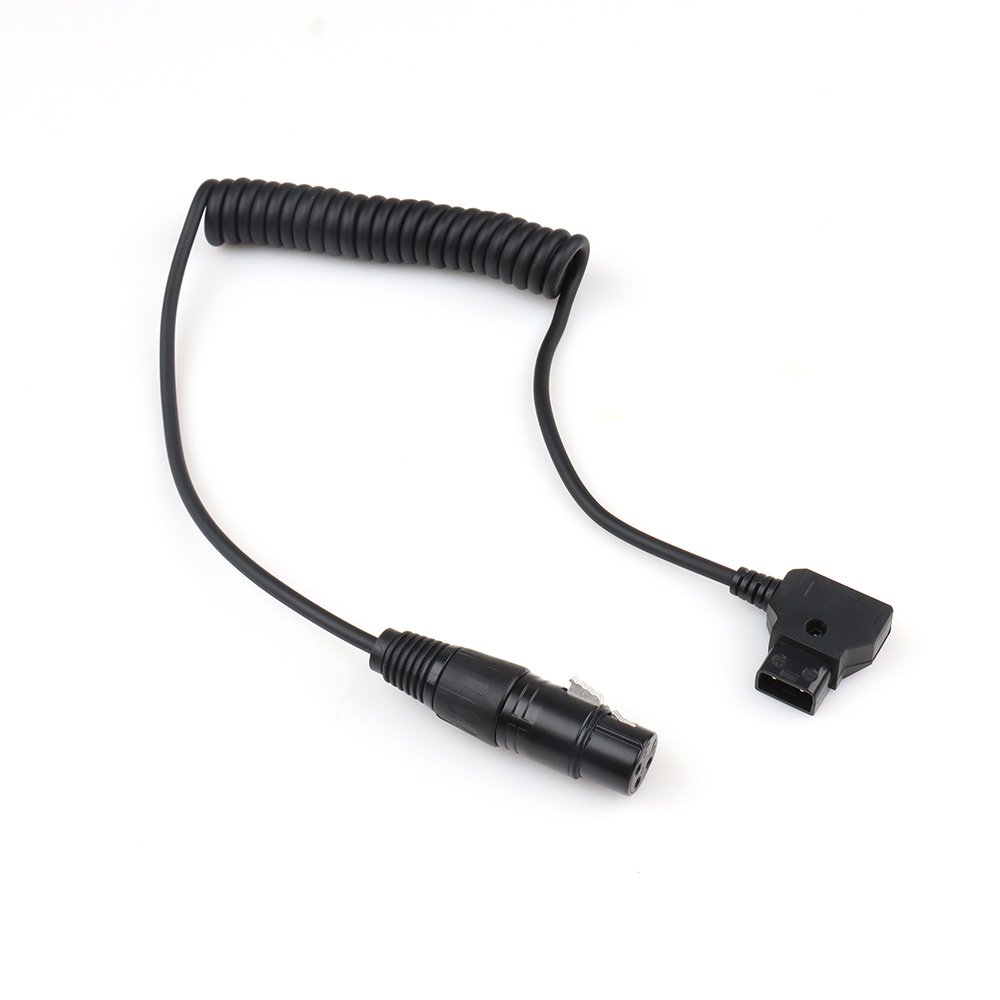 xlr 3pin connector to dtap spiral spring coiled cable cover 2 core spiral cable for camera