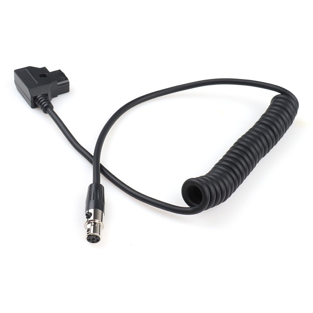 xlr 3pin connector to dtap spiral spring coiled cable cover 2 core spiral cable for camera