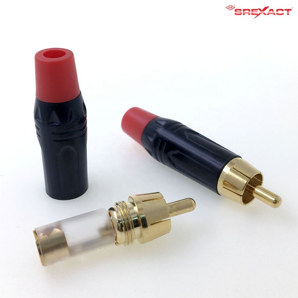 Red Boot RCA Male Plug Connector OD 6.0 Mm Laser Female Connector 3 Pin Male Female Audio & Video TNT PBT