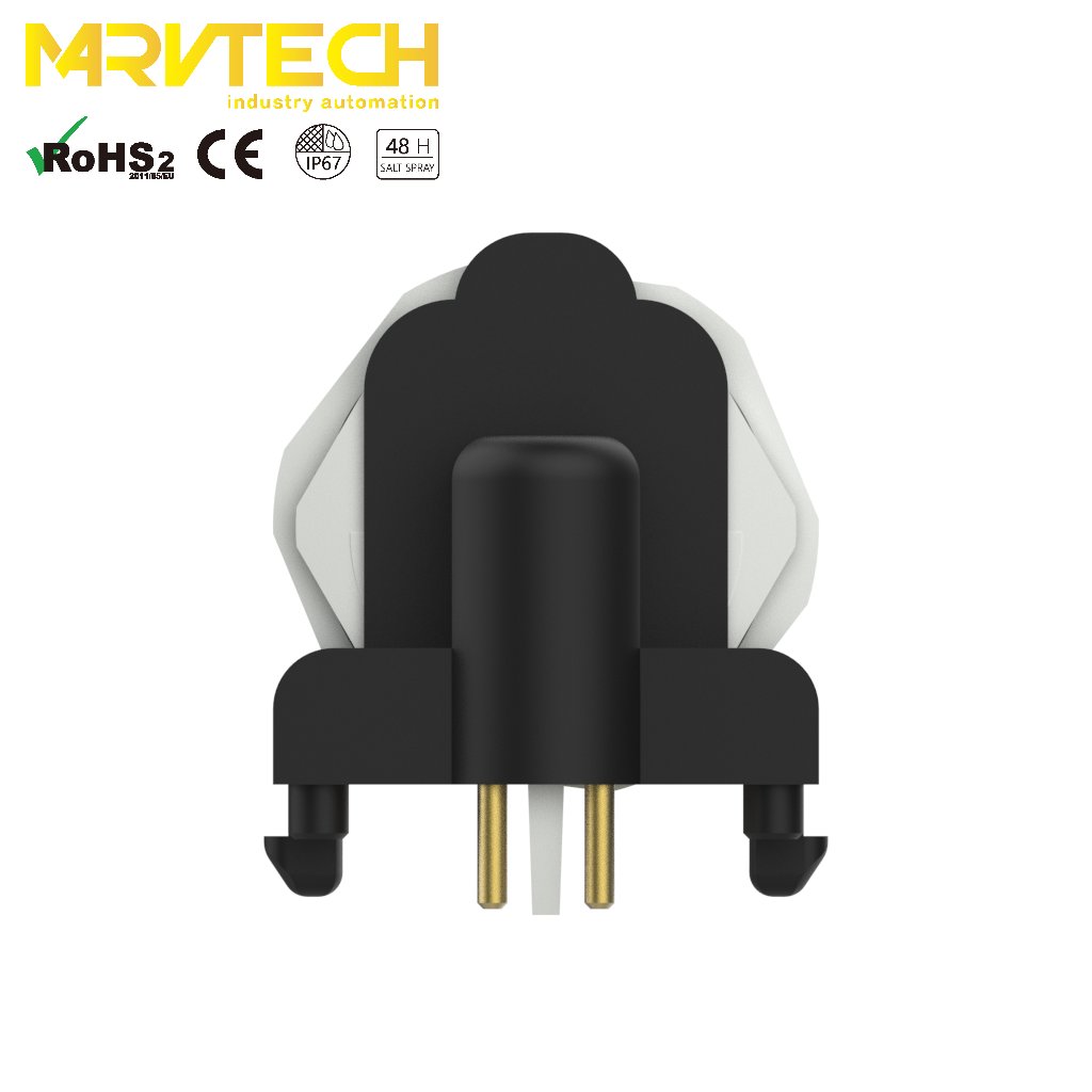 Marvtech M12 D code female rear mounting right angle receptacle connector with shield & angle IP67