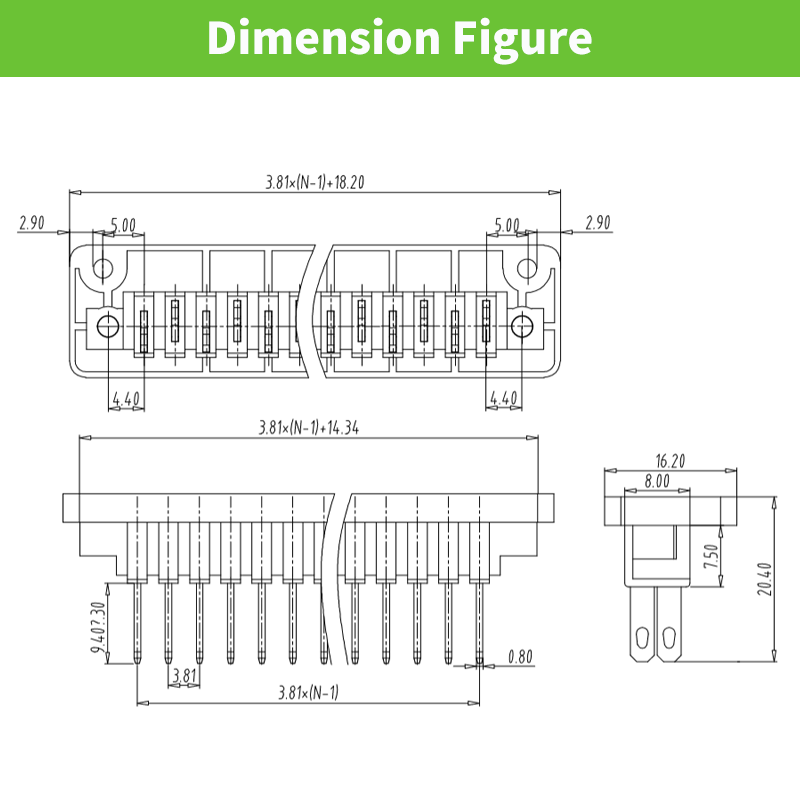 Through wall pluggable terminal blocks wire connectors 3.81mm pitch