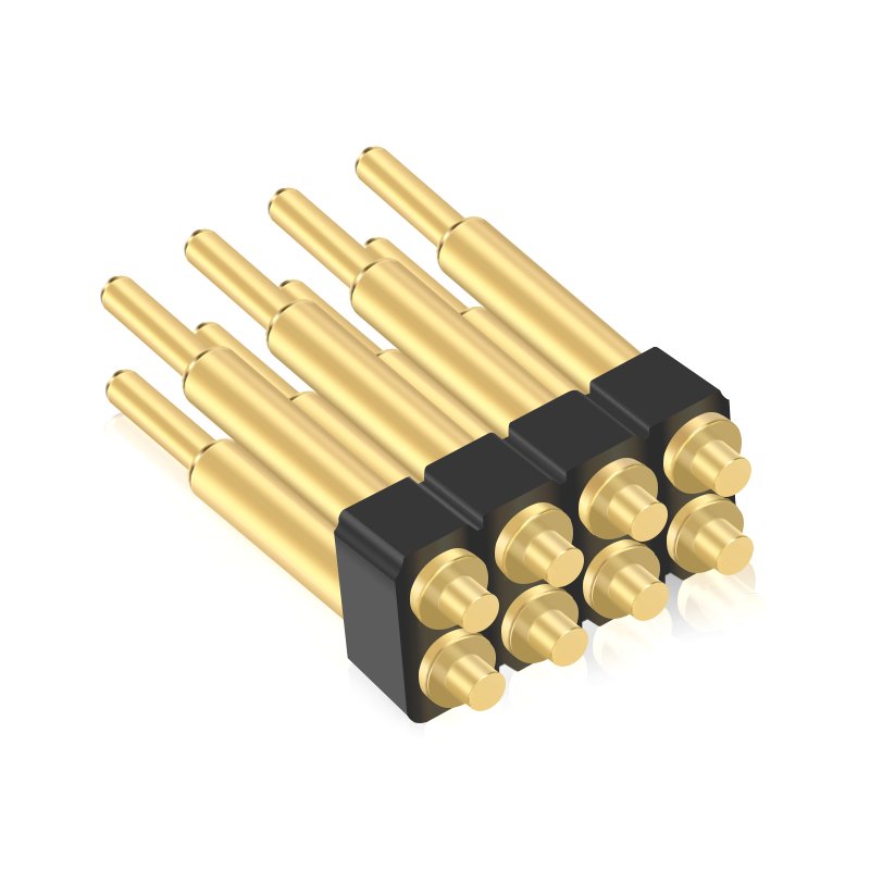 8Pin 2x4 Double Row Customize Length 8 Pin Pitch 2.54mm 2mm 5V 2A 12V 2A Gold Plated SMT Connector Brass Pogo Pin For Pcb