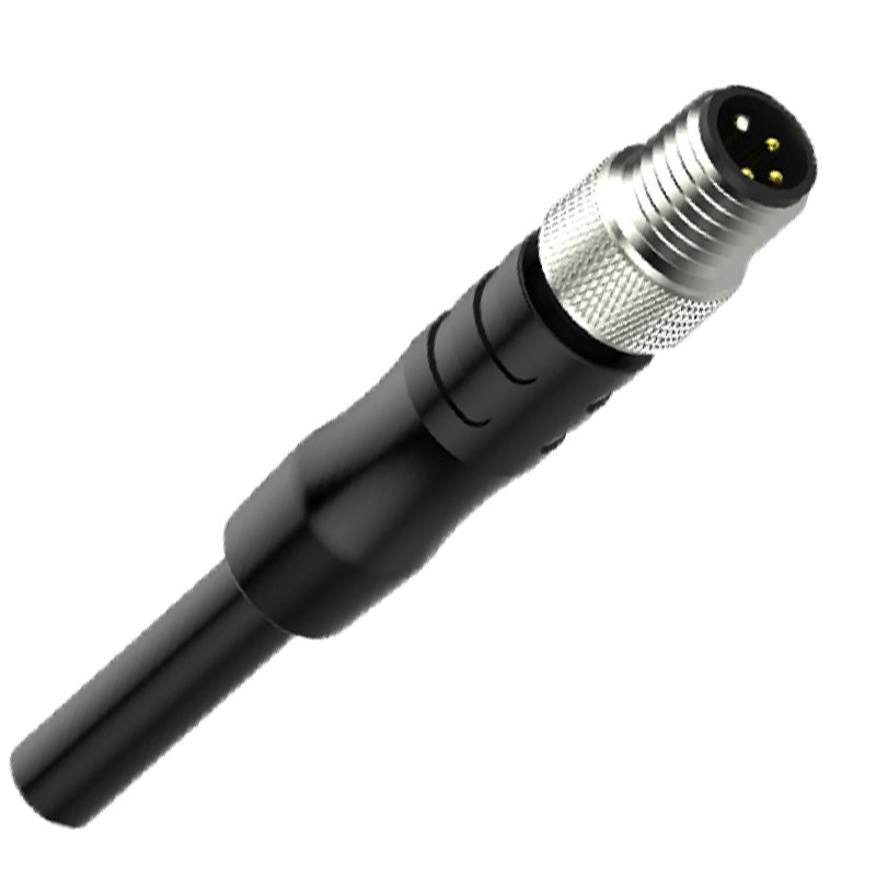 Waterproof Ip67 Female Straight 3pin M8 Circular Connector With Molding Cable Suitable For Customized Any Length