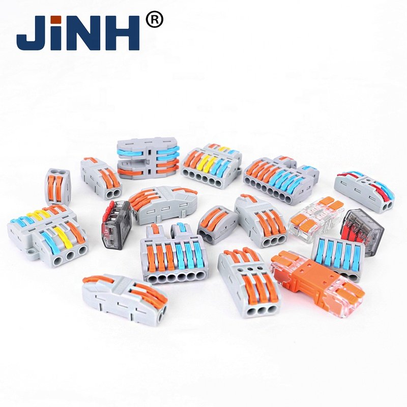 5P Low Voltage Spring Fixed Compact Quick Push in Wire Connectors Electric Terminal Blocks with Lever for Led