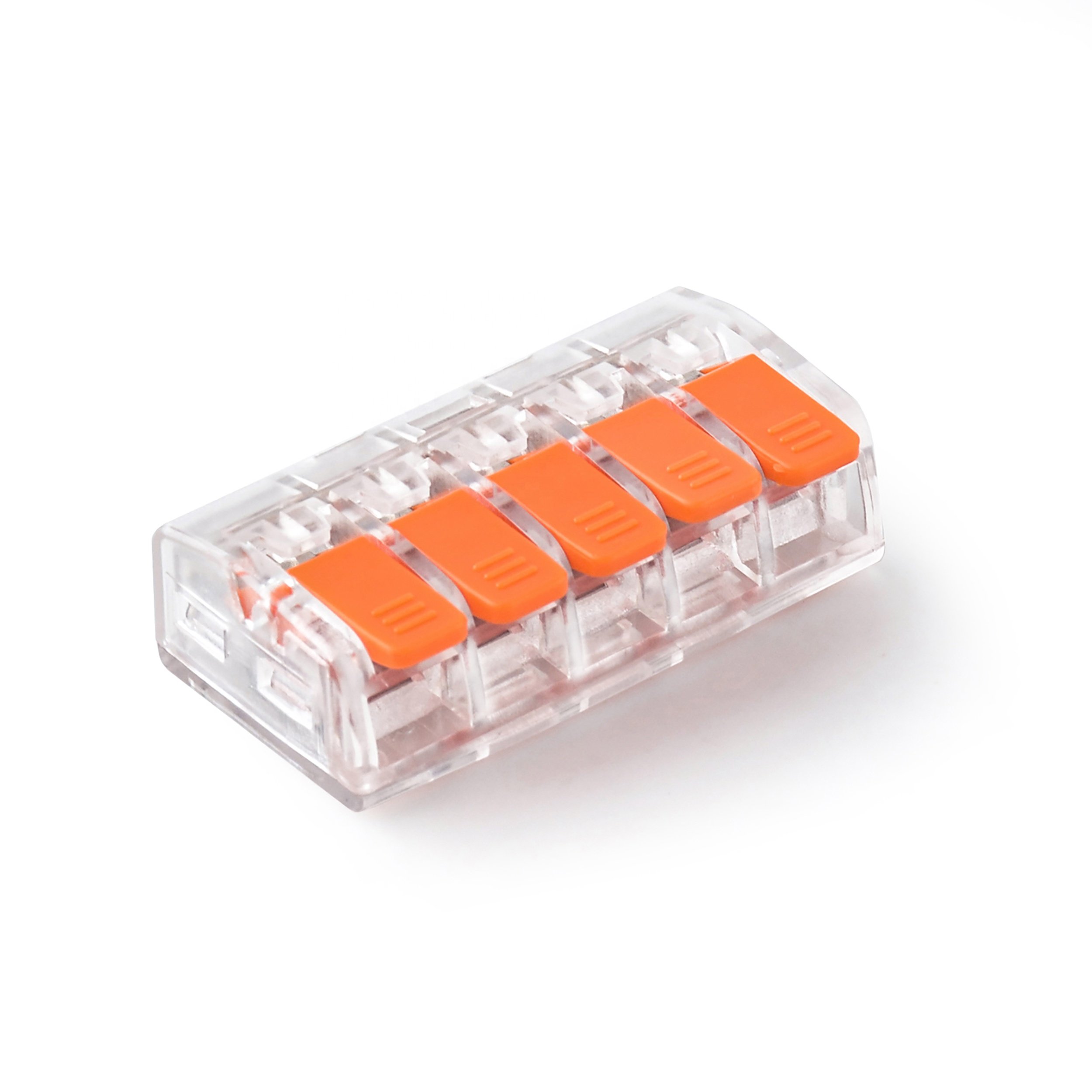 5P Low Voltage Spring Fixed Compact Quick Push in Wire Connectors Electric Terminal Blocks with Lever for Led