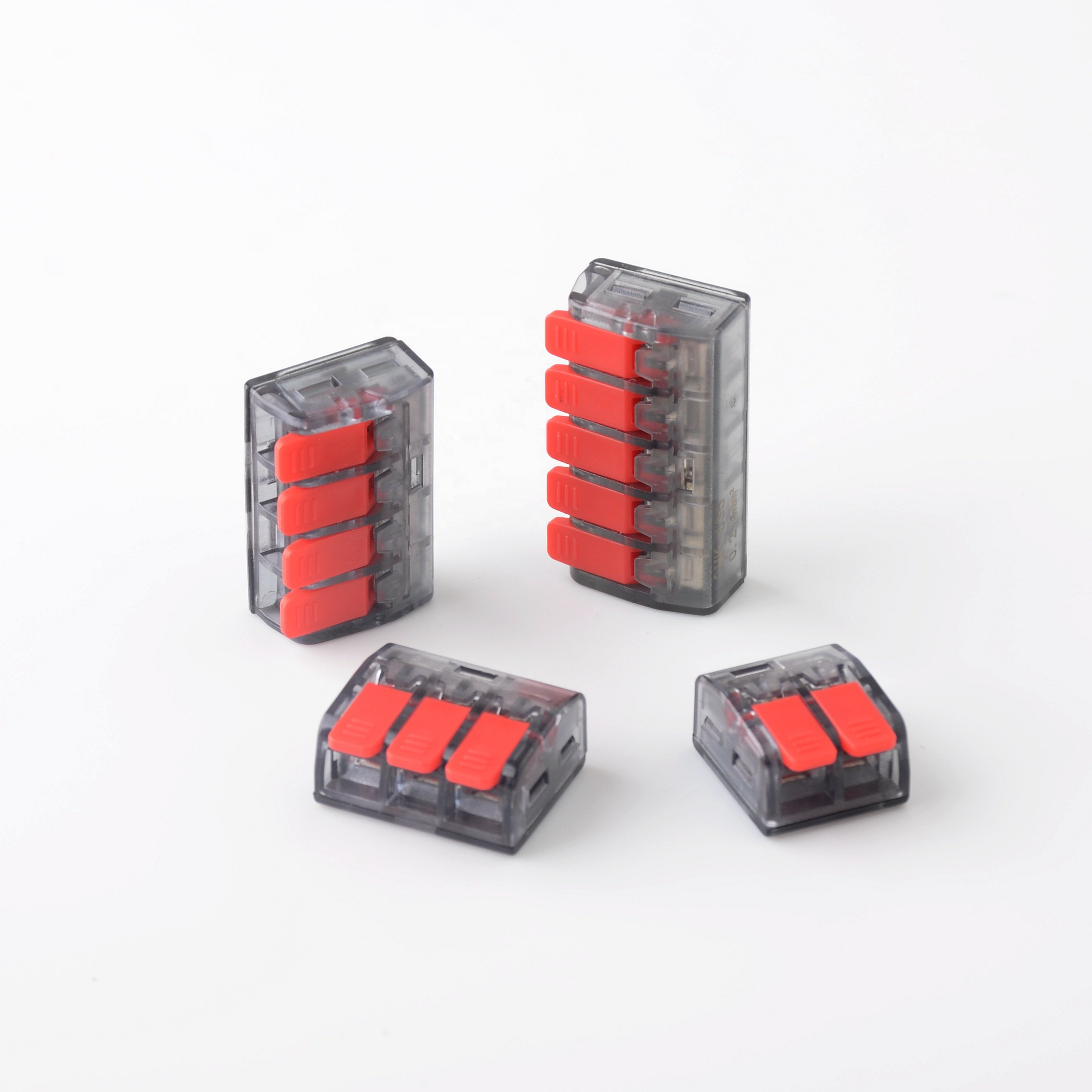 5P Low Voltage Spring Fixed Compact Quick Push in Wire Connectors Electric Terminal Blocks with Lever for Led
