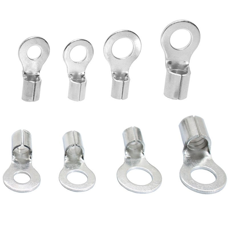 RNB Electrical O Type Non-Insulated Crimp Wire Connectors Brass Copper Tinned Naked Ring Spade Terminals