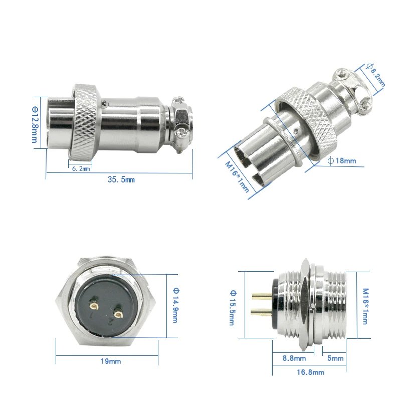 GX16 Reverse Type Aviation Connector 16mm Male Female Plug Socket 2 3 4 5 6 7 8 Pin Metal Circular Connector