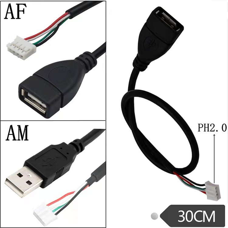Usb type A male female to 4pin 5pin 0.8mm 2.54mm pitch jst sur 4 crimp connector usb connector male cable