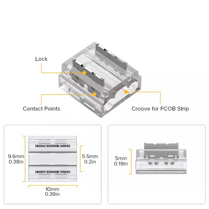 Universal Transparent Connector 5mm 8mm 10mm Wire To Wire Strip COB SMD LED Strip Light Connector