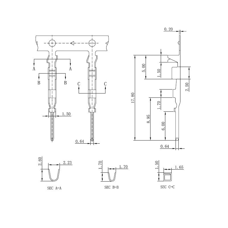 2.54mm Terminal Male Pins Long Dupont Head Reed/plug Jumper Wire Cable Connectors