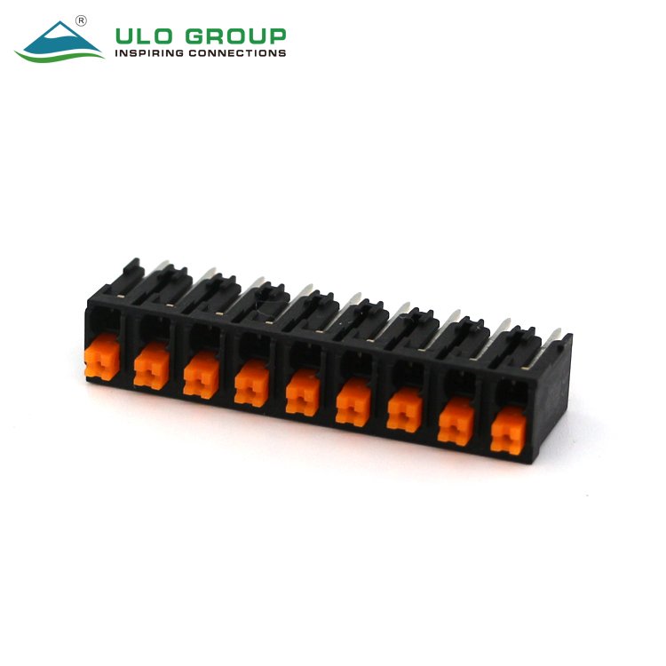 Spring terminal blocks screwless electrical connector fixed for pcb 5.0mm ptich
