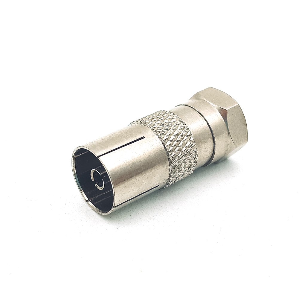 Straight F Type Male Plug to IEC Female Jack TV Aerial RF Coax Adapter Connector