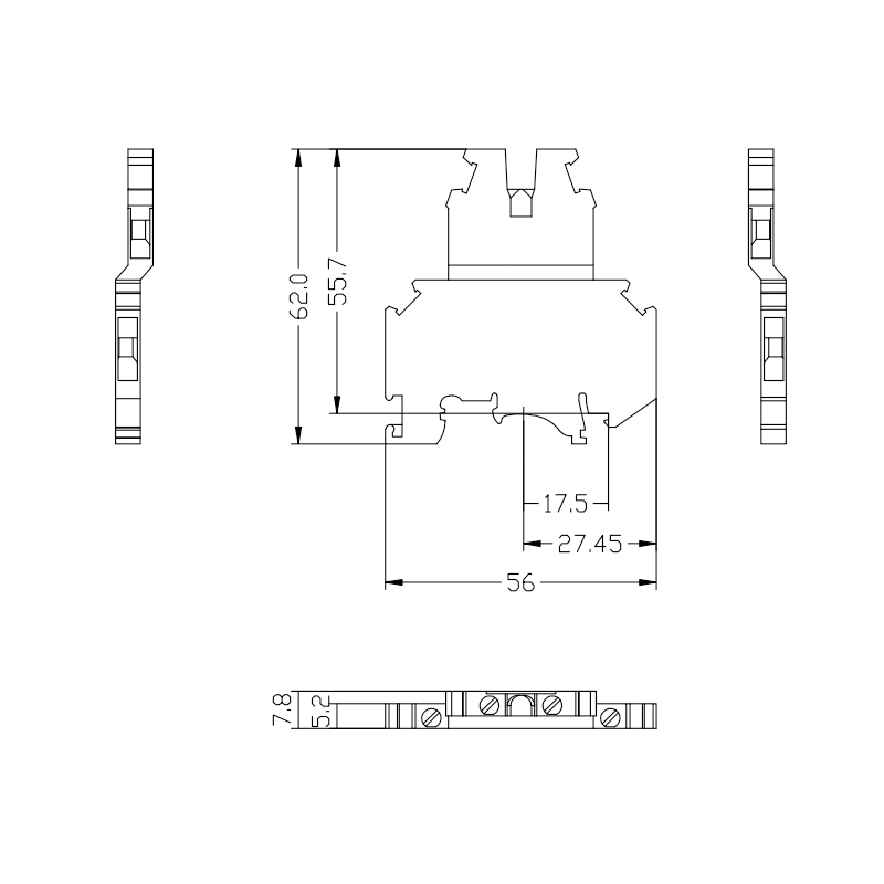 UKK3 double-level din rail power supplies terminal blocks screw electrical connector plastic 24A