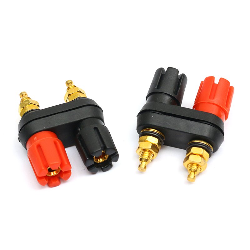 OEM Free Sample Fine Copper Dual Position Conjoined Red And Black Terminal Block Audio Equipment Connector Accessories