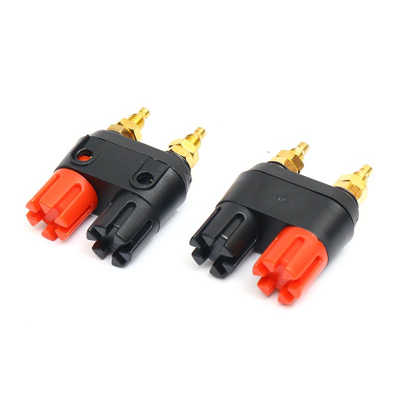 OEM Free Sample Fine Copper Dual Position Conjoined Red And Black Terminal Block Audio Equipment Connector Accessories