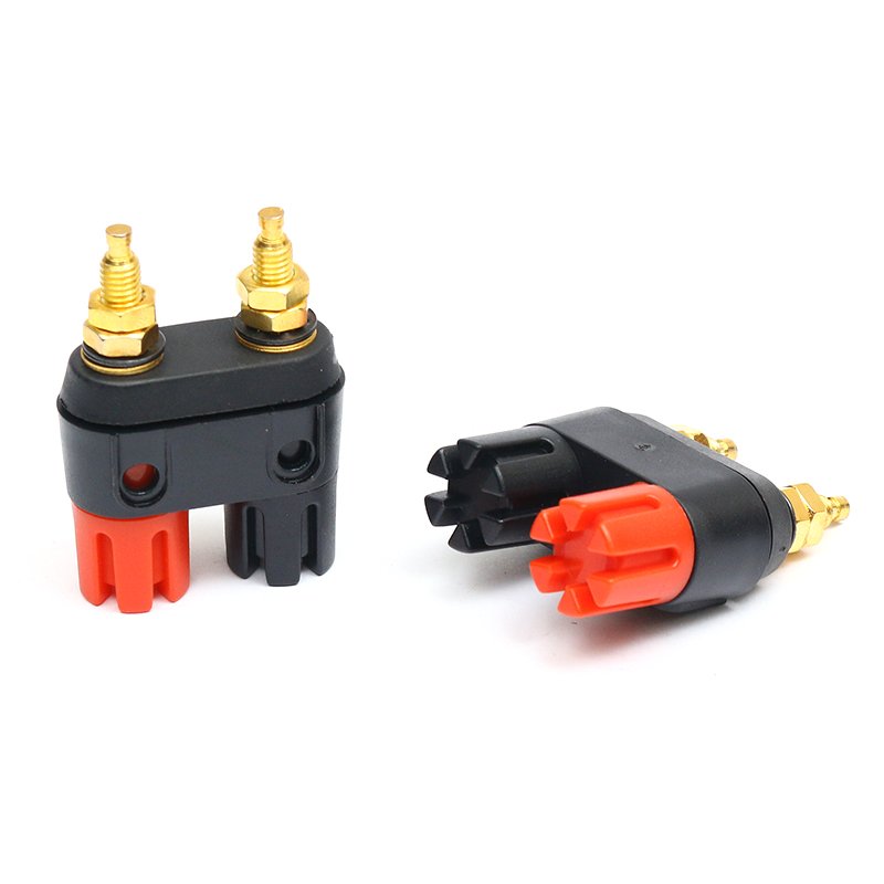 OEM Free Sample Fine Copper Dual Position Conjoined Red And Black Terminal Block Audio Equipment Connector Accessories