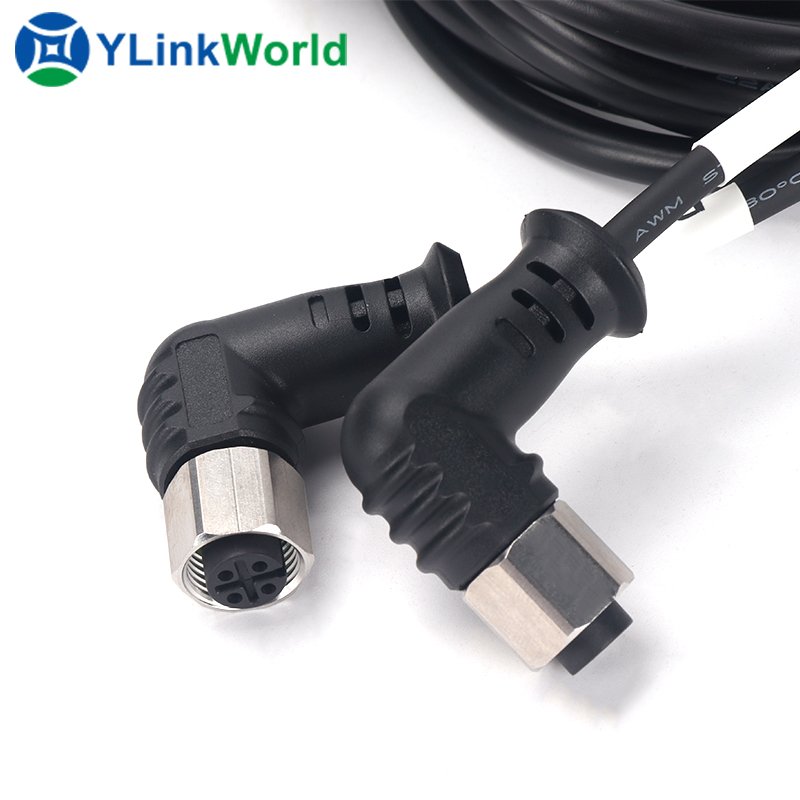 New Products M12 45 Degree Angle Cable Connector Male To Female Circular Wire Connector Manufacturing