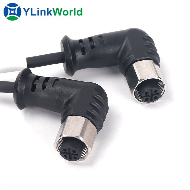 New Products M12 45 Degree Angle Cable Connector Male To Female Circular Wire Connector Manufacturing