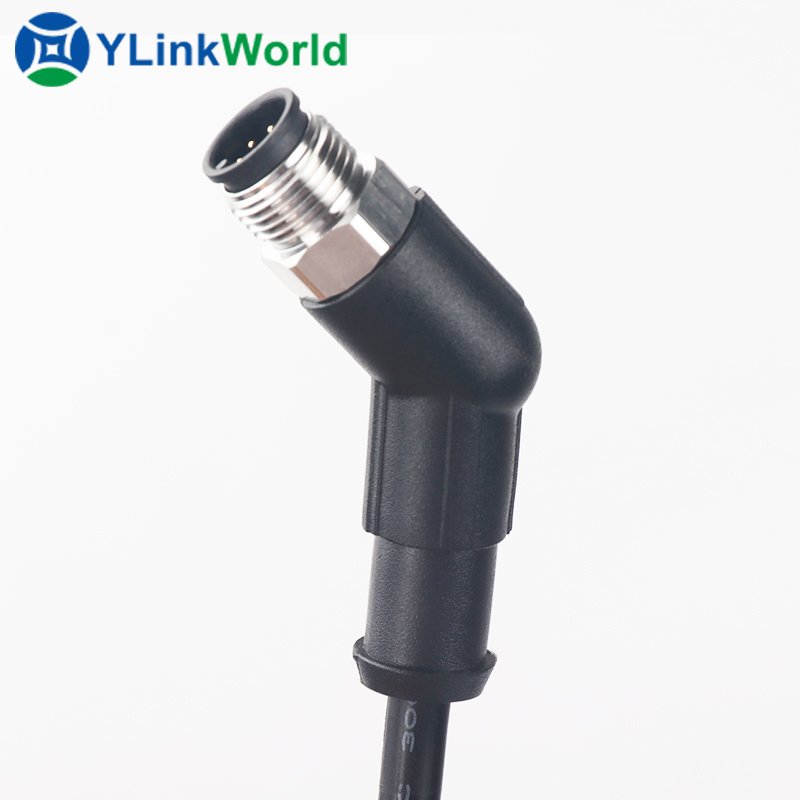 New Products M12 45 Degree Angle Cable Connector Male To Female Circular Wire Connector Manufacturing
