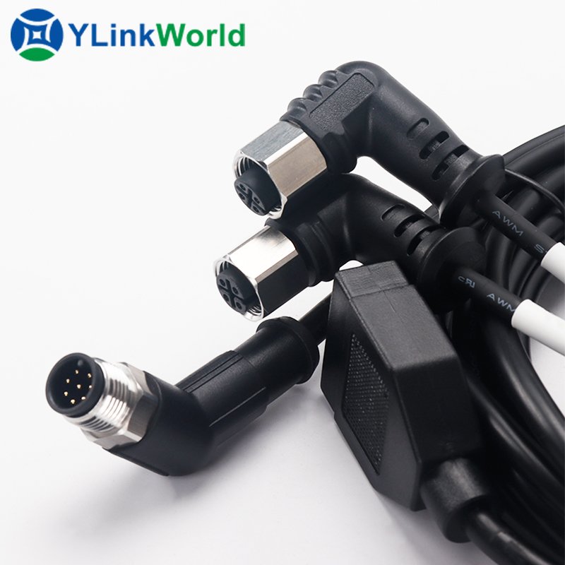 New Products M12 45 Degree Angle Cable Connector Male To Female Circular Wire Connector Manufacturing