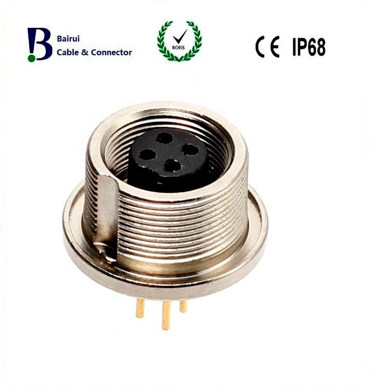 M9 712 Series Circular Sensror Connector 6Pin Female Panel Receptacle PCB Contacts Front Mounting Screw For Signals