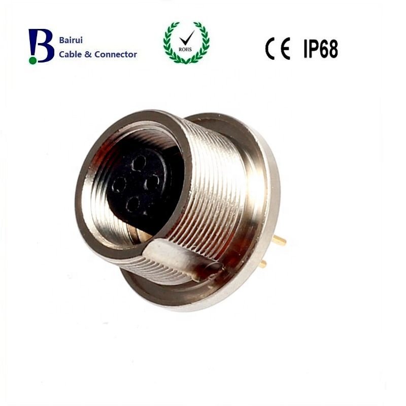 M9 712 Series Circular Sensror Connector 6Pin Female Panel Receptacle PCB Contacts Front Mounting Screw For Signals