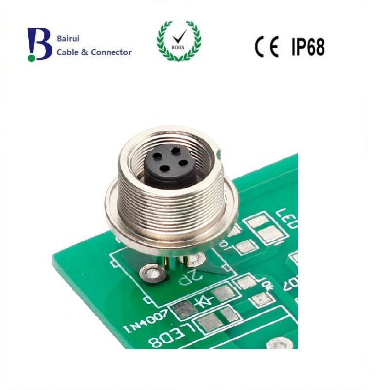 M9 712 Series Circular Sensror Connector 6Pin Female Panel Receptacle PCB Contacts Front Mounting Screw For Signals