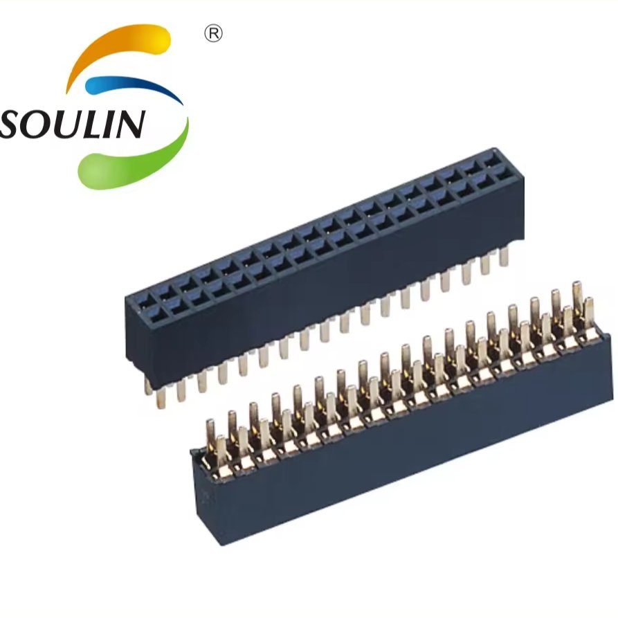 Soulin 2x20 Pins DIP SMT Stacked 1mm Female Header Connector Series for Pcb Board Port Connectors