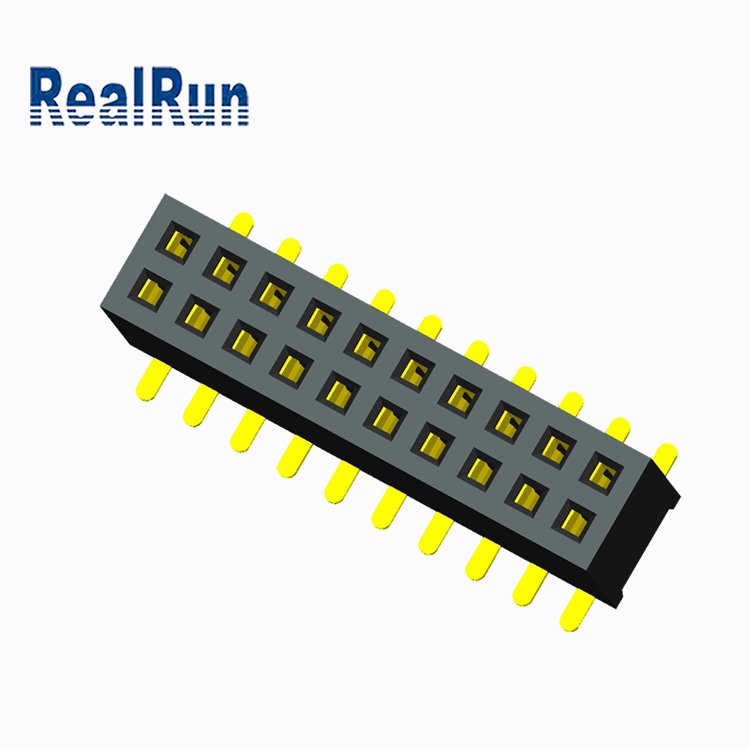 Machined PCB Surface Mount Female Header 1.27 mm 0.050" Pitch 20 Position Double Row Connector
