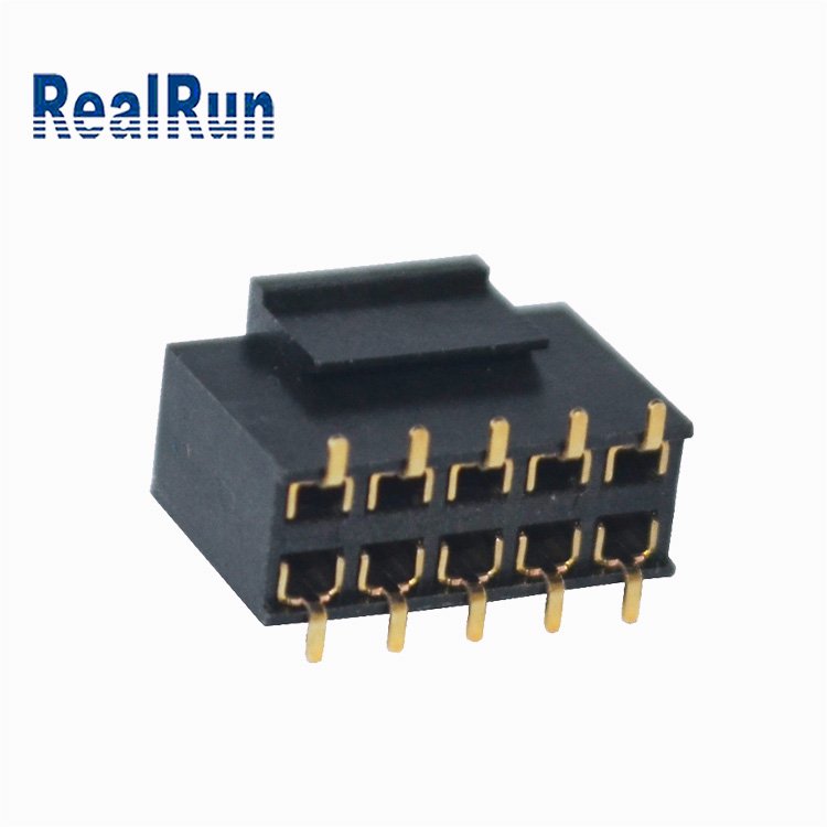 SMD PCB Female Header 2*5P 10 Pin Position 2.54 Mm Dual Row Gold Plated Pin Header Connector