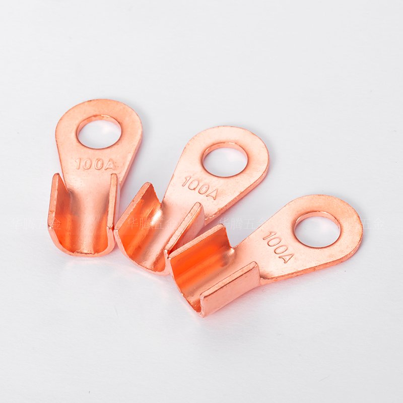 OT-100A 8.2mm Dia Red Copper Circular Splice Ring Cable Connector Lugs Crimp Terminal
