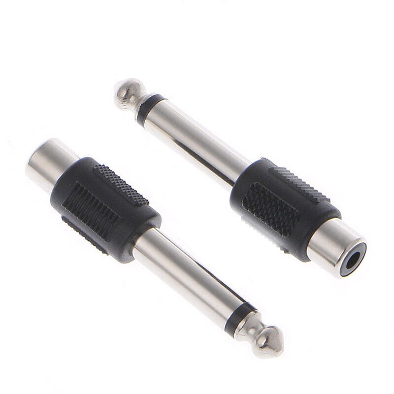 RCA Female Jack Stereo Plug to 1/4" 6.35mm Mono Male Plug Audio Connector for Audio Transfer