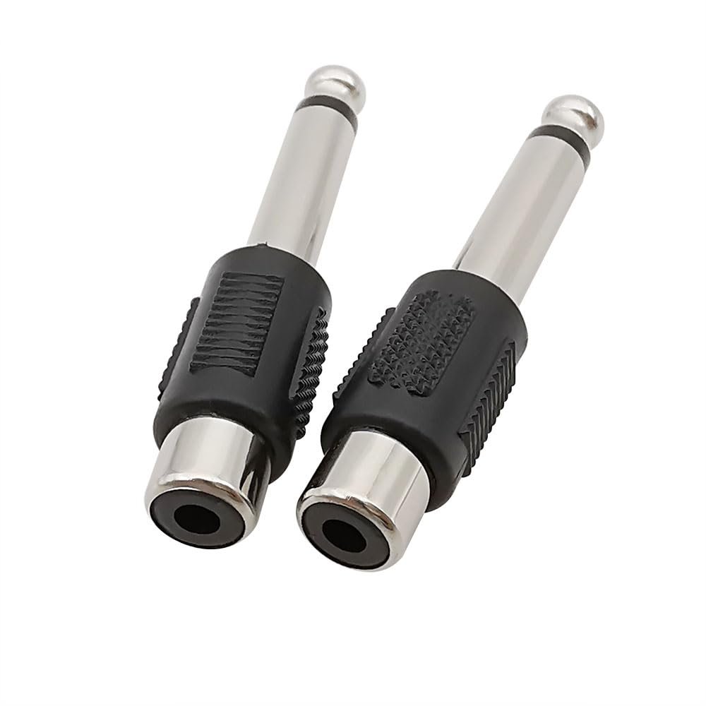 RCA Female Jack Stereo Plug to 1/4" 6.35mm Mono Male Plug Audio Connector for Audio Transfer