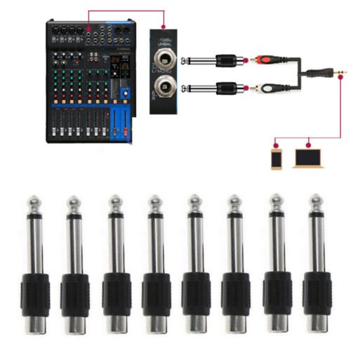 RCA Female Jack Stereo Plug to 1/4" 6.35mm Mono Male Plug Audio Connector for Audio Transfer