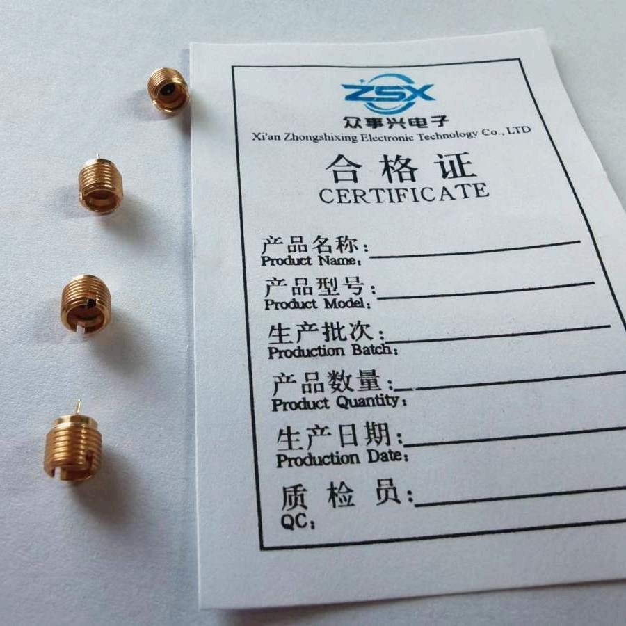 All-copper 24K gold plated Smp male bulkhead connector RF glass to metal sealed RF connector