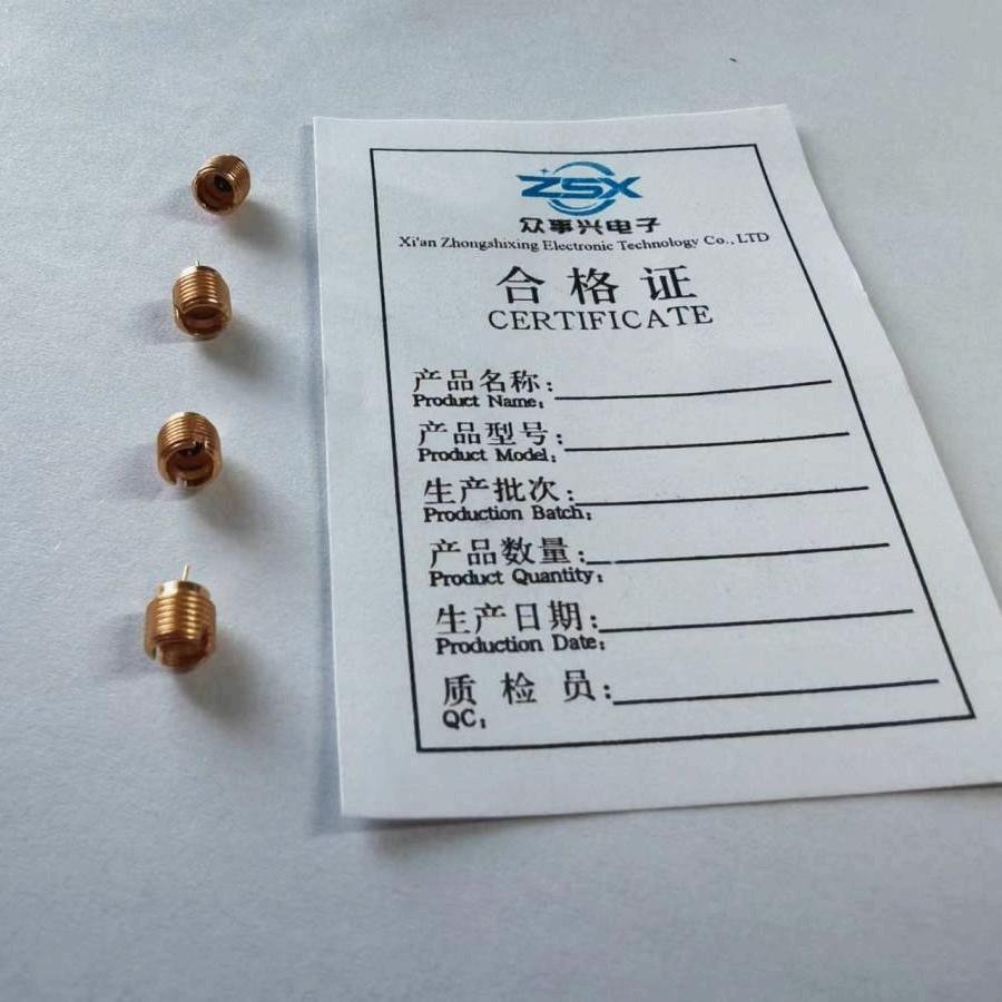 All-copper 24K gold plated Smp male bulkhead connector RF glass to metal sealed RF connector